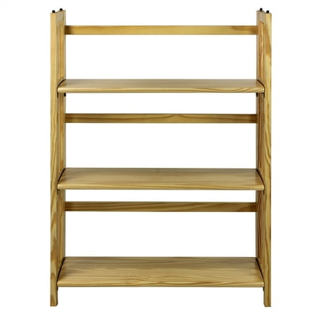 3-Shelf Folding Stackable Bookcase 27.5" Wide-Natu