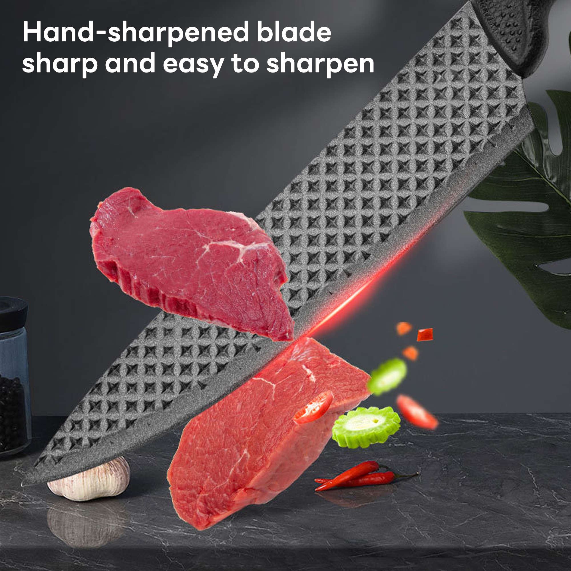 INSMART 15-Piece Kitchen Knife Set with Block,Knives Sets German Stainless Steel,Non-Stick Knives,PP Handle,Dishwasher Safe Black