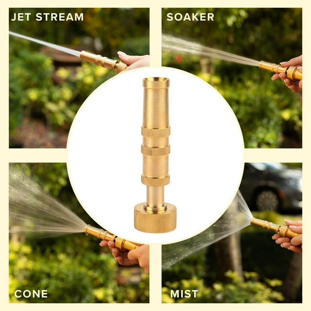 Copper Garden Hose High Pressure Spray Nozzle for Water Hose Faucet Hardware- Adjustable Stream Durable Brass Construction Easy Grip Handle Multipurpose Outdoor Watering Tool