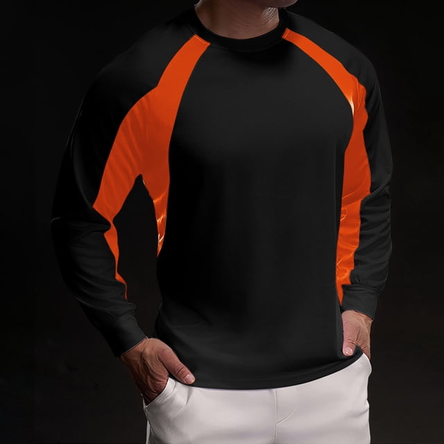 Blusas y camisas de manga larga con cuello redondo para hombre, blusas de licra con cuello redondo, ajustadas, de alta resistencia y de color sólido.