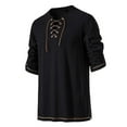 thumbnail image 3 of Donemore Men's Medieval Style Lace-Up Design Henley Shirt Stand Collar Pullover Long Sleeve Top Vintage Casual Business Shirt, 3 of 6