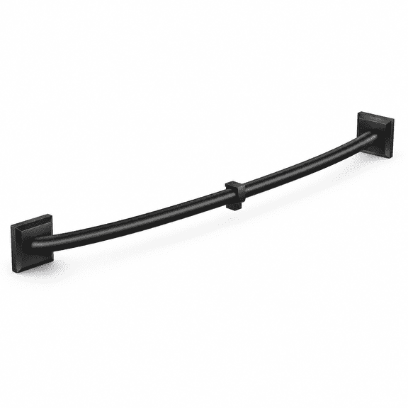 Black Adjustable 28"-48" Heavy Duty Wrap Around Room Darkening Curtain Rod