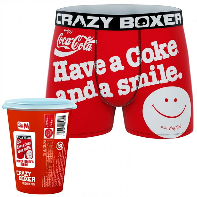 Crazy Boxers Coca-Cola Have a Smile Boxer Briefs in Soda Cup Packaging-XLarge (40-42)