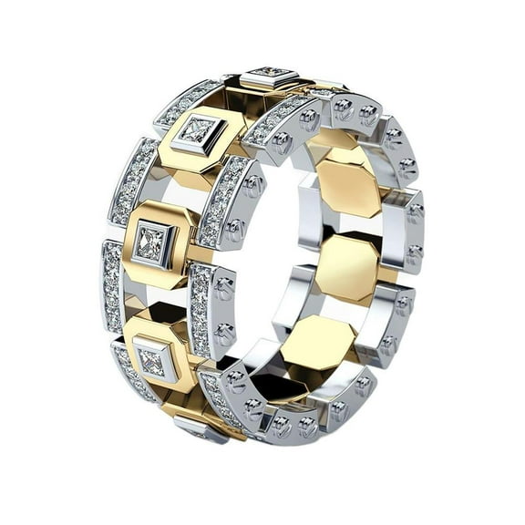 APIPEE Mens Titanium Ring Wedding Band Cubic Zirconia Plating Rose Gold Engagement Ring With Gift Box