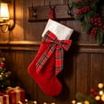 thumbnail image 4 of Tuvgenk Christmas Stockings Velvet Stockings Red Quilted with Plaid Bow White Cuff 18.11 inch Large Hanging Sock for Family Fireplace Xmas Tree Decor, 4 of 9
