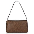 thumbnail image 3 of No Boundaries Women's Faux Leather Studded Moto Shoulder Bag, Brown, 3 of 7