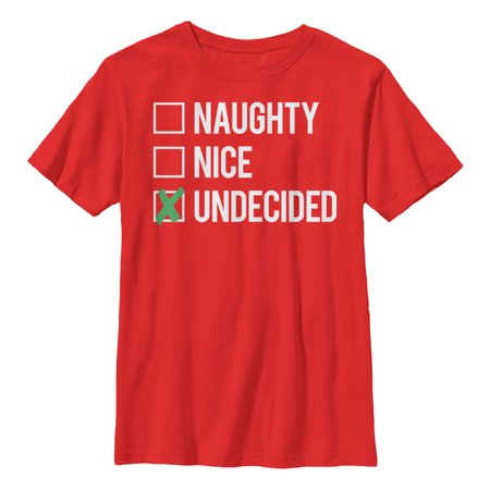 Boy s Lost Gods Christmas Naughty Nice Undecided Graphic Tee Red Small