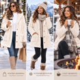 thumbnail image 7 of Fleece Jacket for Women Hooded Sherpa Jacket Button Down Cable Knit Long Sleeve Fall Winter Warm Coat with Pockets, 7 of 7