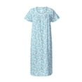 thumbnail image 5 of Aria Women's  100% Cotton Raglan Sleeve Smocked Neck Sleepwear 46" Gown, Sizes XS-5X, 5 of 5