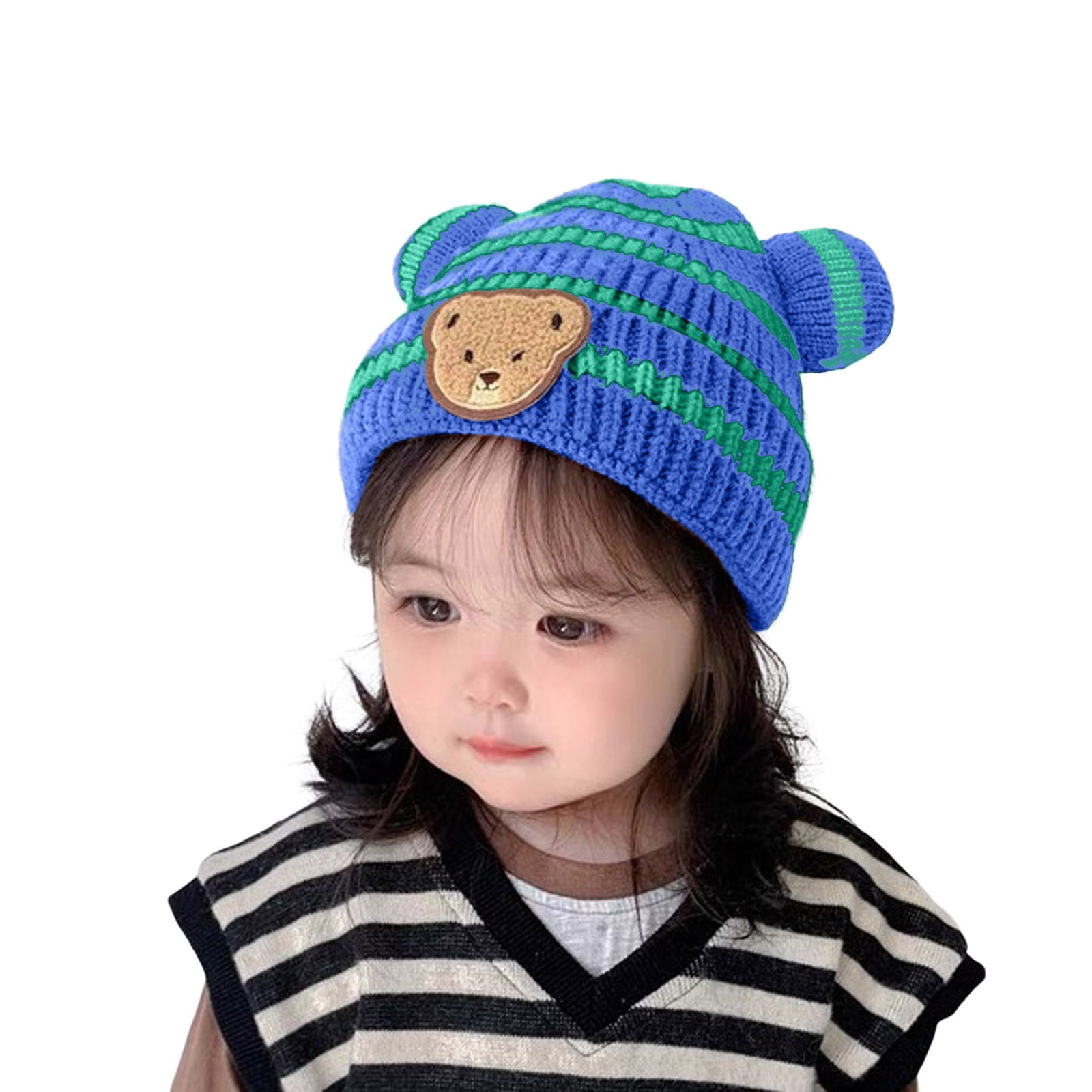 Children's Autumn And Winter Cute Ear Warm Knit Hat baby caps 0-6