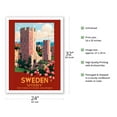 thumbnail image 2 of Visby Sweden - The Town of Ruins and Roses - City Wall - Vintage Travel Poster by Ivar Gull c.1937 - Fine Art Matte Paper Print (Unframed) 24x32in, 2 of 4