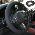 thumbnail image 1 of xpbceshi Daily deals Car Steering Wheel Cover Leather Stereo Embossed Comfortable Soft Interior Trim Without Inner Ring Handle Cover, 1 of 6
