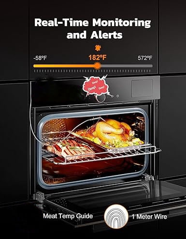 Grill Smoker BBQ Cooking Food Thermometer Oven Safe - Digital Wireless Meat Thermometer for Grilling Smoking with 2 Probes - Kitchen Baking Steak Turkey Candy Thermometers, not for Medical Purposes