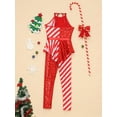 thumbnail image 5 of TiaoBug Kids Girls Sleeveless Sparkly Sequins Dance Unitards Jumpsuit Christmas Candy Cane Costume Red 16, 5 of 7
