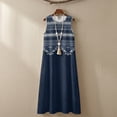 thumbnail image 6 of Jiueut Blue Geometric Print Sleeveless Maxi Dress Women, Breathable Linen Look A Line Maxi Dress with 2 Pockets Summer Resort Wear Loose Fit Crewneck Wrinkle Resistant, XL, 6 of 7