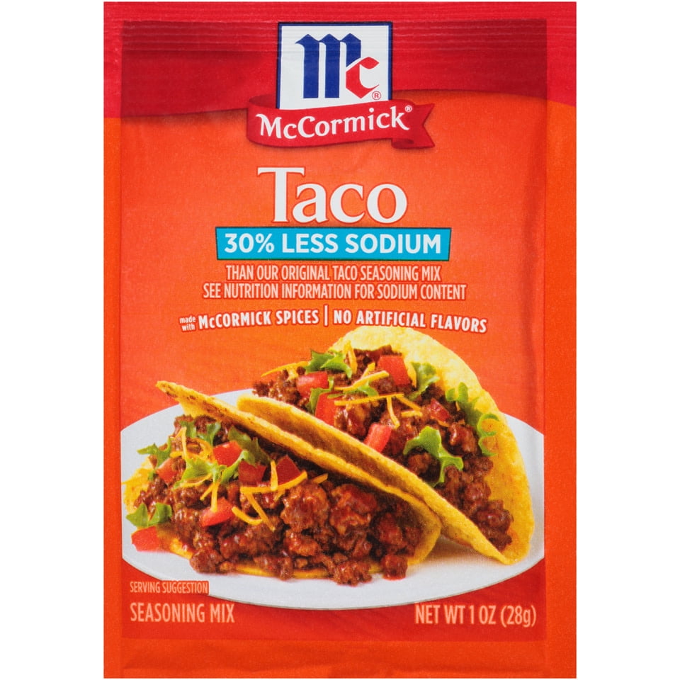 McCormick 30 Less Sodium Taco Seasoning Mix, 1 oz Packet