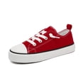 thumbnail image 2 of UYSYZBC Toddler & Little Kids Wide Toe Box Lace-Up Canvas Shoes, Boys Girls Cushioned Non-Slip Casual Sneakers,Red, 2 of 5