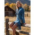 thumbnail image 6 of Long Sleeve Stretch Faux Suede Moto Dress Fringe Tassel Detailing Nashville Concert, 6 of 8