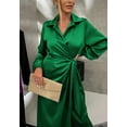 thumbnail image 4 of Side Tie Overlap Hem Dress, Green, X-Large, 4 of 5