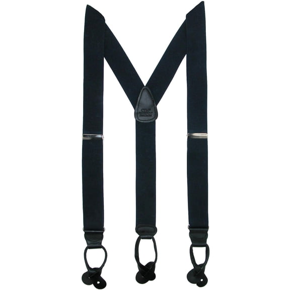 CTM Elastic Button End Dress Suspenders with Silver Hardware (Men Big & Tall)
