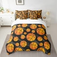 thumbnail image 2 of Feelyou Cartoon Basketball Boys Bedding Comforter Set 7pcs, Ball Sports Lover King Bedding Sets, Black Orange Bed Sheets, Breathable Home Decor, 2 of 7
