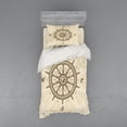thumbnail image 2 of Ambesonne Vintage Bedding Set 4 Pcs, Steering Wheel Travel, Queen, Beige Brown, 2 of 3