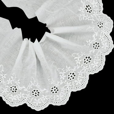 5 Yards White Embroidery Eyelet Cotton Flower Lace Fabric Vintage Floral Eyelet Lace Trim Ribbon 5.6~6inch Width
