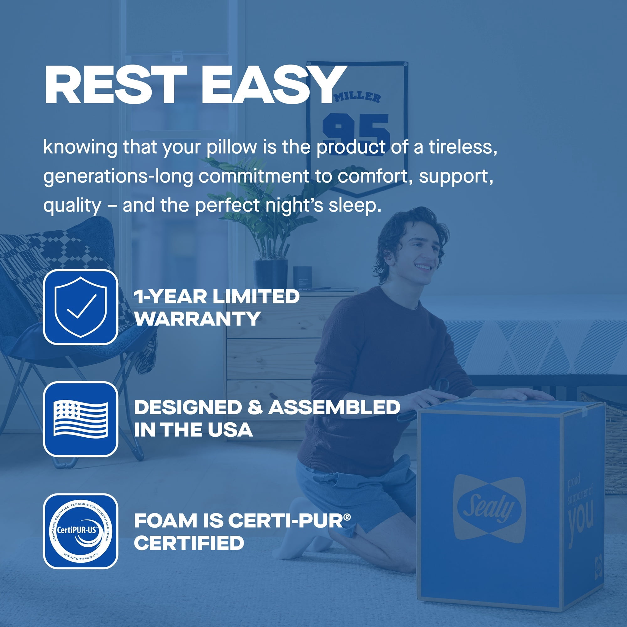 Sealy Essentials Cool-Touch Molded Memory Foam Pillow, Standard, Adult