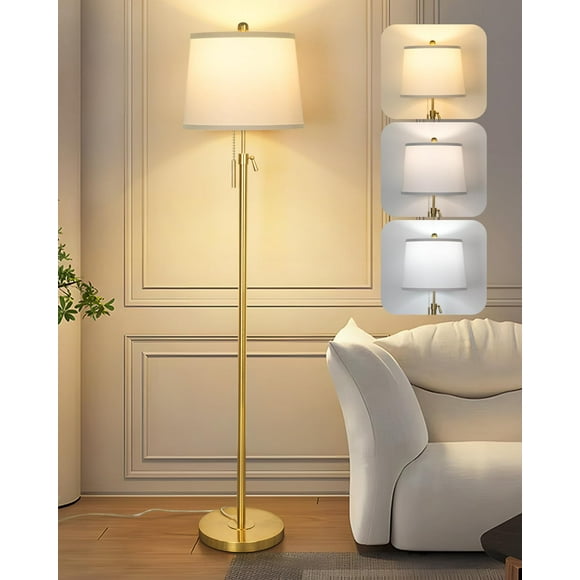 Lámpara de pie JUNNAI dorada ajustable de 140-165 cm, LED de 9 W