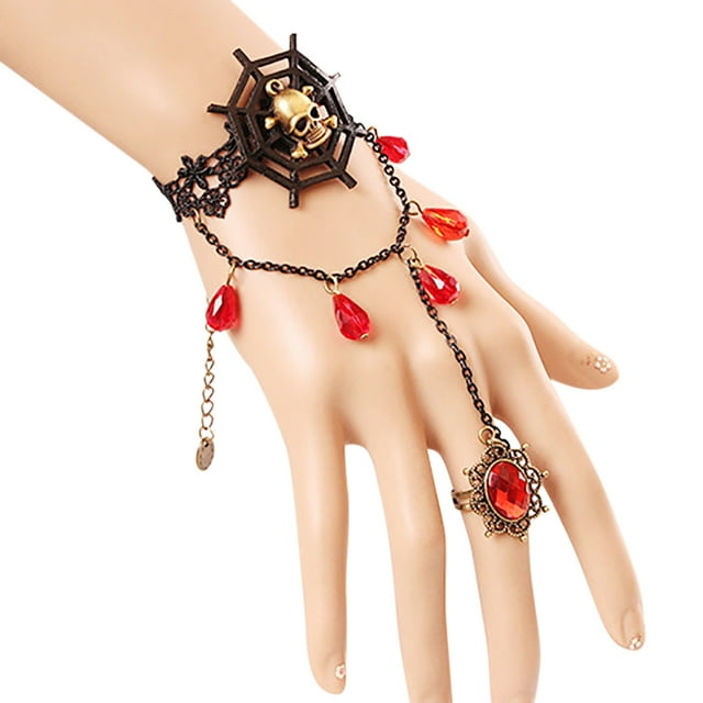 Hand Chain Creative Spider Decorative Finger Ring Bracelet Hand Ring Bracelet for Halloween Decor