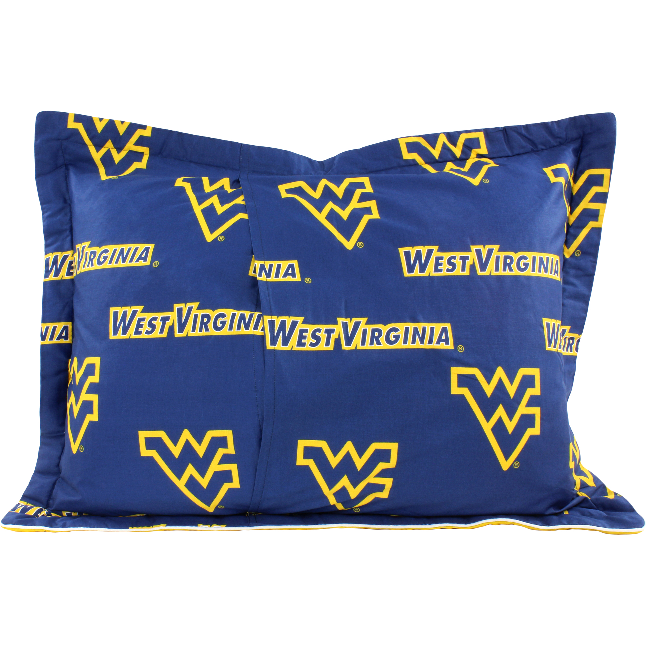 West Virginia Mountaineers 3 Pc Reversible Cotton Comforter Set, 1 Comforter, 2 Shams, Queen