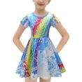 thumbnail image 3 of Girls Short Sleeve Casual Dress Toddler Summer Midi Sundress, Size 5-6, 3 of 6