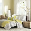 Madison Park King/Cal King Lola 6-Piece Printed Cotton Quilt Set with Throw Pillows, Yellow