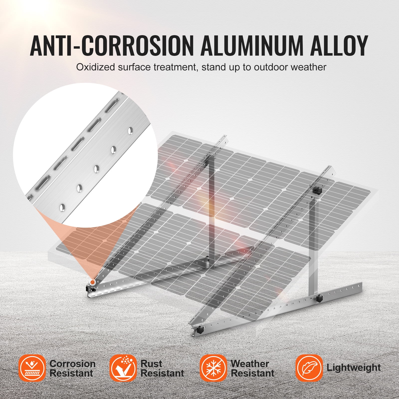 KFFKFF 50-Inch Solar Panel Support Brackets, 0 to 90° Modifiable Incline Mount Brackets Sustain 100-550W Solar Panels, Featherweight Aluminum Brackets with Foldable Incline Legs for RV, Roof, Boat