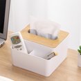 thumbnail image 5 of Wood Tissue Box Cover | Rectangular Bathroom & Bedroom Organizer | White Wooden Nightstand & Desk Holder | 1-Piece Countertop Decor, 5 of 7
