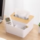 thumbnail image 5 of Caja de pañuelos de madera con tapa - Organizador rectangular para tocador de baño, dormitorio, escritorio de oficina, mesita de noche - Porta pañuelos de madera blanca (1 pieza), 5 of 7