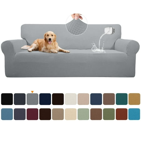 Sanmadrola 100% Waterproof Sofa Cover Non Slip Couch Cover Stretch Slipcover Leakproof Couch Protector for Kids Dogs Cats Pets  Light Gray  Sofa