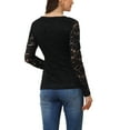 thumbnail image 3 of INSPIRE CHIC Lace Tops for Women's Casual Deep V Neck Long Sleeve Floral Wrap Peplum Top Blouse XS Black, 3 of 5