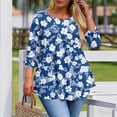 thumbnail image 5 of Wiyuqeen Plus Size Tunic Tops for Women 3/4 Sleeve Crew Neck Boho Shirts Casual Floral Graphic Tees Summer Loose Fit Blouses Tshirts, 5 of 6