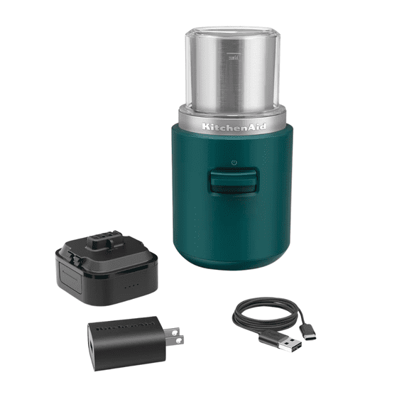 KitchenAid Go Cordless Blade Coffee and Spice Grinder with Battery, Dark Green