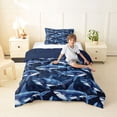 thumbnail image 4 of jejeloiu Watercolor Shark Print Twin Comforter Sets,Ocean Pattern Bedding Set For Boys,Blue Navy,Navy Blue Reversible,2pcs,1 Comforter and 1 Pillowcase, 4 of 7