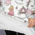 thumbnail image 3 of Oversized Wearable Blanket Hoodie,White Princess Castle Pattern Sherpa Blanket Hoodie with Super Pockets,Super Warm Fuzzy Pullover for Women & Men, 3 of 6
