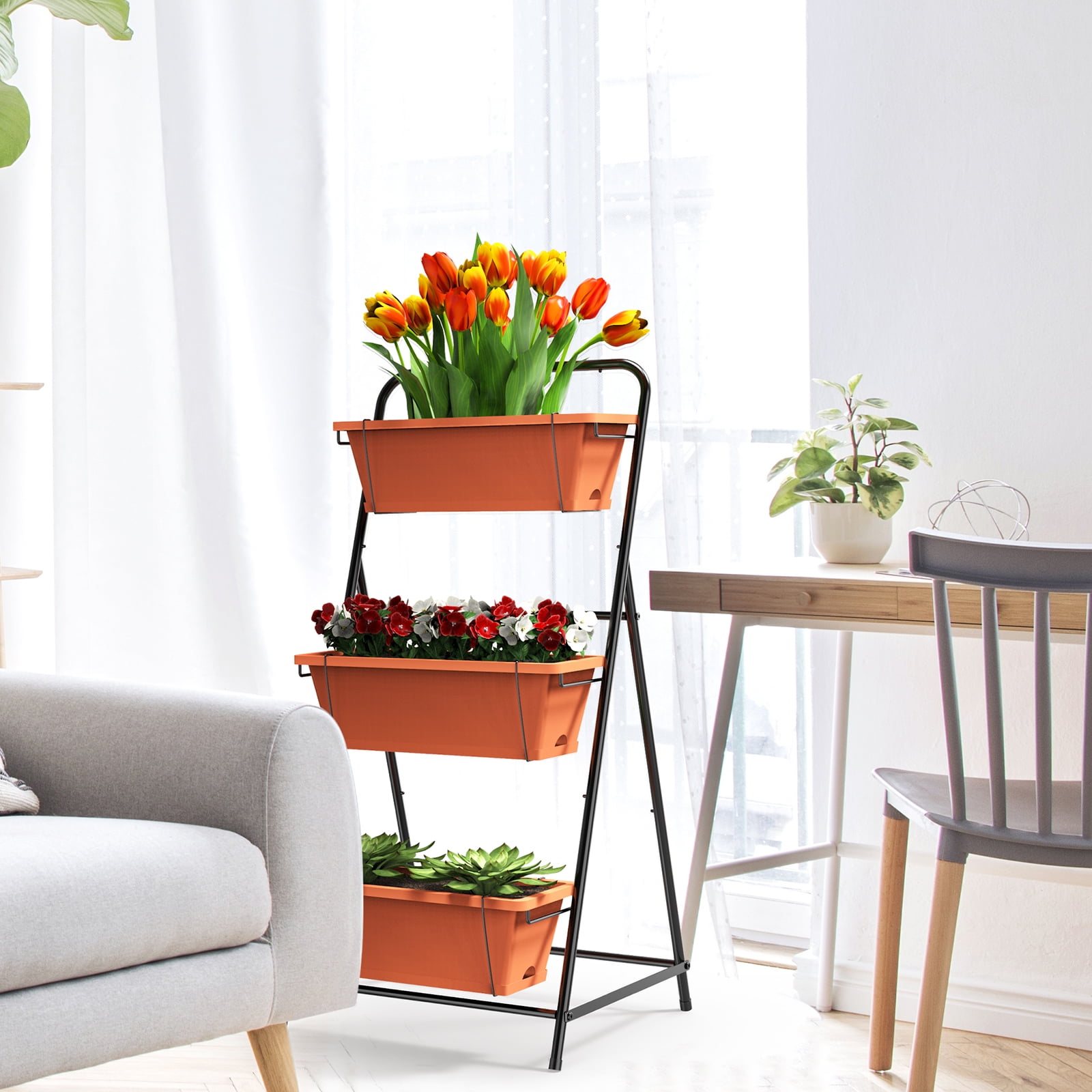 3-Tier Raised Garden Bed, Vertical Garden Planters for Indoor/Outdoor Vegetables, Flowers