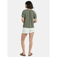 thumbnail image 3 of Time and Tru Women's Double Cloth Cotton Top with Short Sleeves, Sizes XS-XXXL, 3 of 5