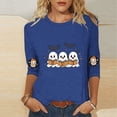 thumbnail image 2 of ZVAVZ Women's 3/4 Sleeve Halloween Tops Crew Neck Ghost Printed Tee Shirts Loose Fit Bat Graphic Tees Fashion Holiday T Shirt Blue S, 2 of 6