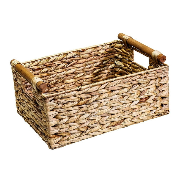 Cesta de almacenamiento, cesta de mimbre, cesta de almacenamiento para el hogar, rectangular multiusos simple 32 cm x 22 cm x 16 cm