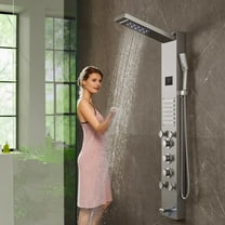 KFFKFF 6 Modes Shower LED Panel Tower System Hydroelectricity Stainless Steel