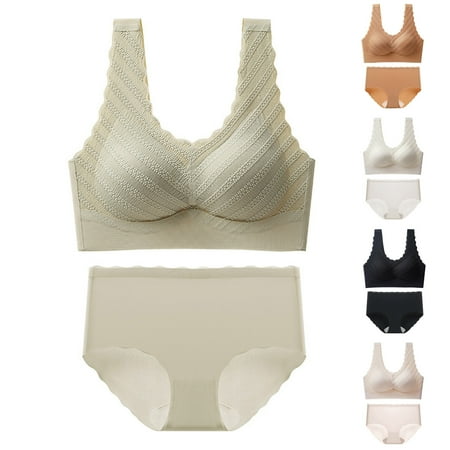 

Patlollav Womens Bra Plus Size Backing Sling Traceless Sexy Gathered Back Underwear Suit