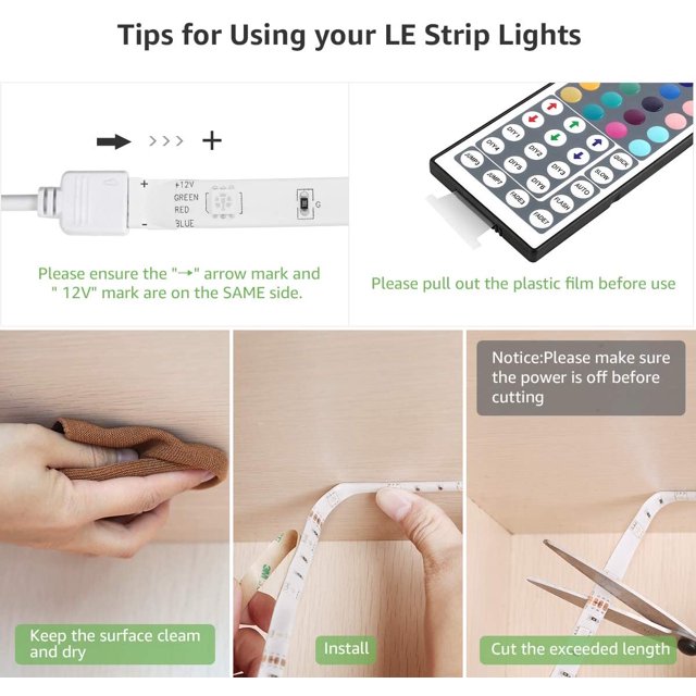 LED Strip Lights Kit, 32.8ft RGB LED Light Strips, Color Changing Light Strip with Remote Control, 12V Power Supply for Kitchen, Bedroom, and More, Waterproof (16.4ft*2)