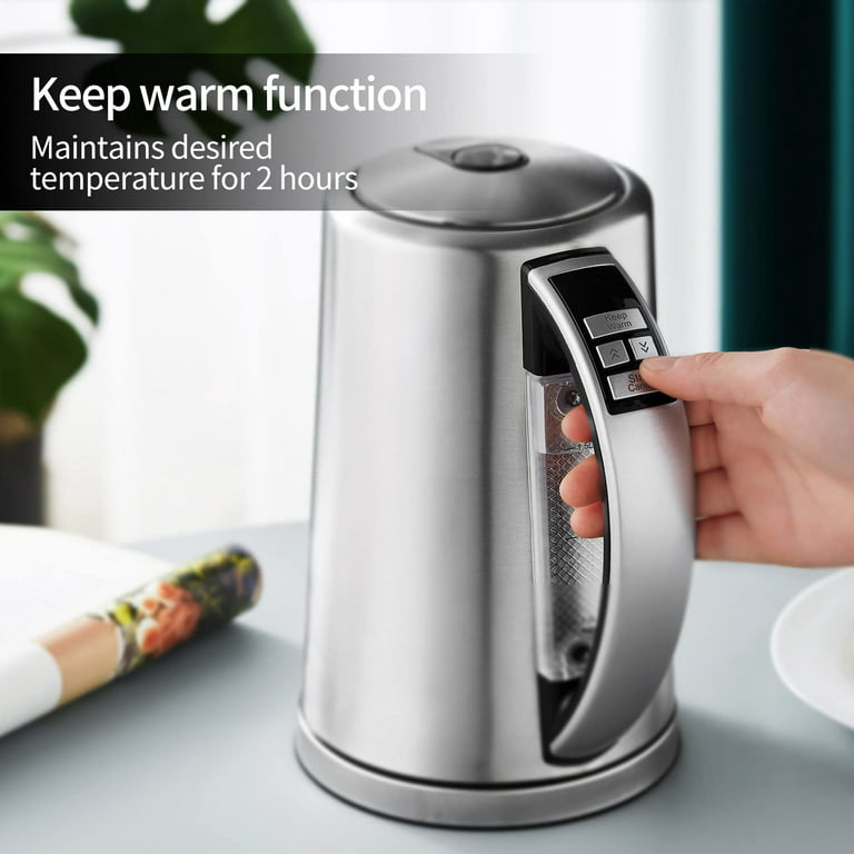 Smart Electric Kettle, 1.7 Liter Variable Temperature Control Tea Kettle  with LED Polychrome Indicators, Auto-Shutoff and Boil-Dry Protection,  Cordless Stainless Steel Kettle 